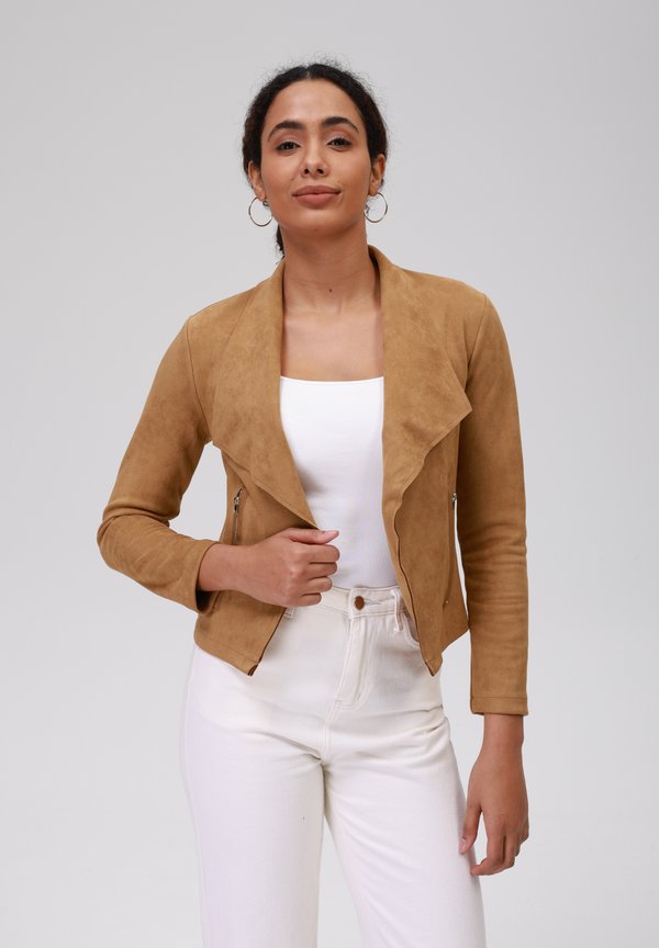Faux leather jacket - camel