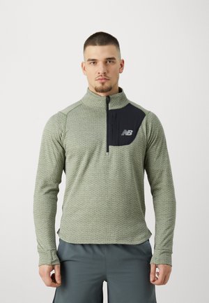 HEAT GRID HALF ZIP - Longsleeve - dark olivine heather