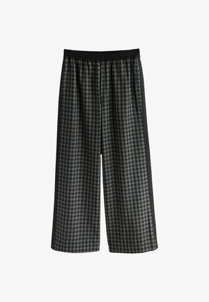 Next, REGULAR FIT - CONTRAST WAISTBAND WIDE LEG TROUSERS - Stoffhose - black grey gingham