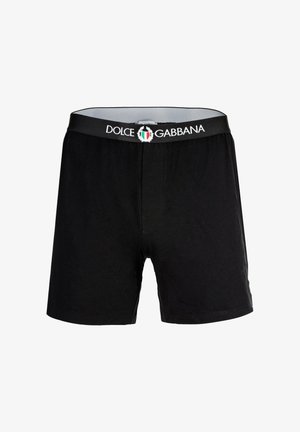 Boxers de algodón negro con una cinturilla elástica que lleva el logo y emblema de "Dolce & Gabbana". Textura suave, diseño clásico.