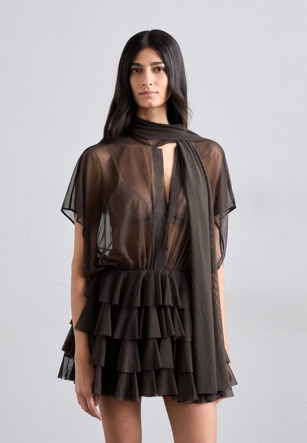 LAUREN MINI DRESS BOW - Cocktailkleid/festliches Kleid - espresso