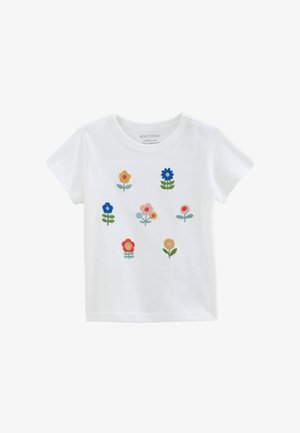 Monoprix MANCHES COURTES BRODÉ - T-shirt imprimé - ecru
