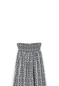 Abito in bianco e nero con top arricciato in tessuto a fantasia foglia e gonna plissè. Leggero e progettato per il comfort.