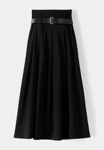 Bershka TAILORED FIT WITH BELT - MIDI - Jupe plissée - black/noir - ZALANDO.FR