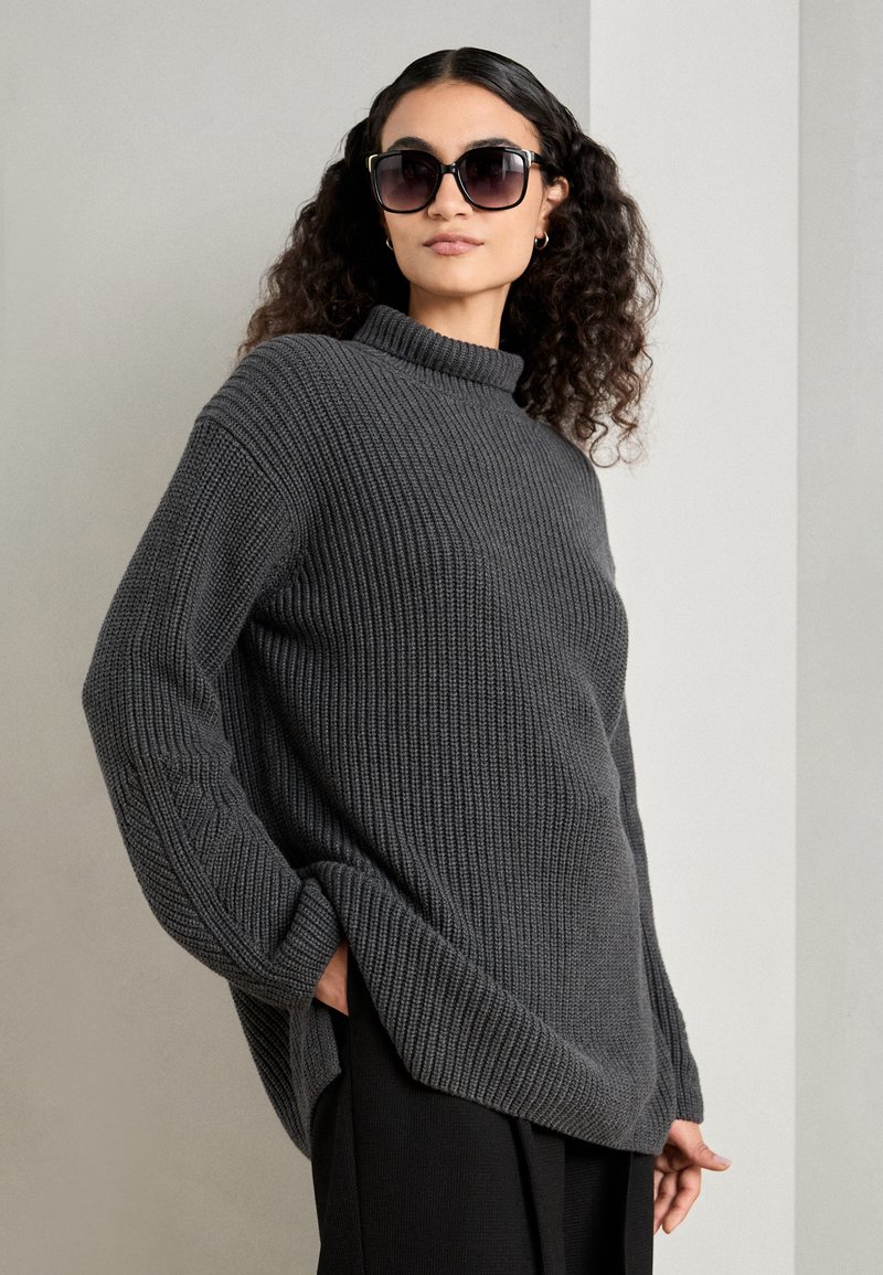 Marc O'Polo LONGSLEEVE STAND UP COLLAR - Strikkegenser - deep grey melange