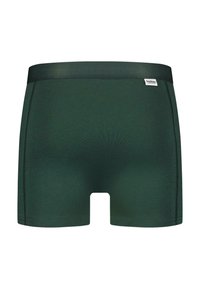 Boxers noirs verts en tissu doux, avec une taille lisse et des coutures minimales pour un look épuré.