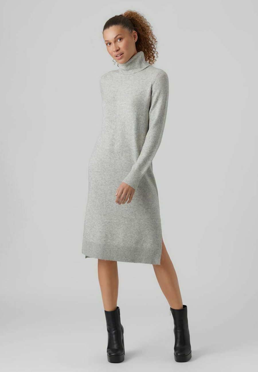 Vero Moda Gebreide jurk - light grey melange/lichtgrijs - Zalando.nl