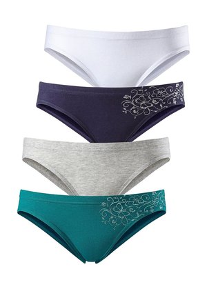 LASCANA 4-PACK - Bikini bottoms - petrol grau meliert  marine  weiß