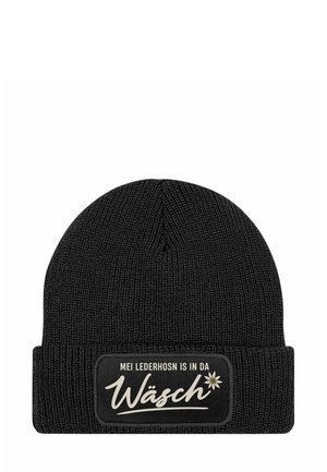 PATCH MIT SPRUCH LUSTIG SERVUS - Beanie - lederhosn schwarz