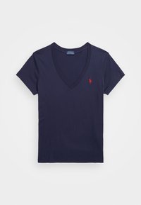 COTTON JERSEY V-NECK T-SHIRT - Osnovna majica kratkih rukava - cruise navy