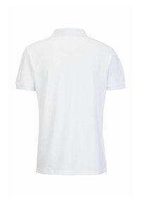 Witte polo met een klassieke kraag, korte mouwen en een gladde, zachte textuur. Eenvoudig ontwerp zonder patronen of accenten.