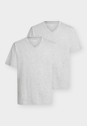 DOUBLE PACK V-NECK TEE - T-shirt basique - light stone grey melange