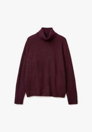 Maglione a collo alto bordeaux realizzato in un morbido tessuto testurizzato. Presenta maniche lunghe, polsini a coste e una vestibilità comoda con un collo alto.