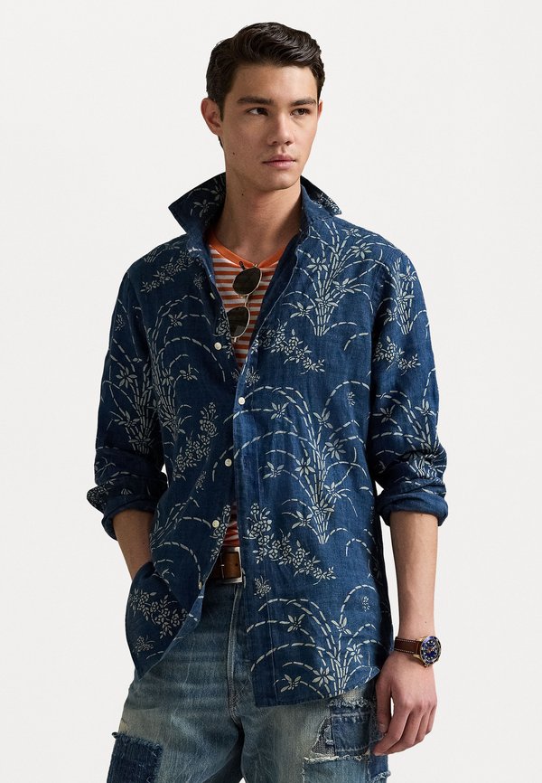 CLASSIC FIT INDIGO FLORAL LINEN SHIRT - Shirt