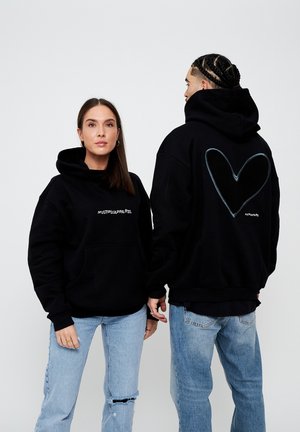 HEART - Felpa con cappuccio - black