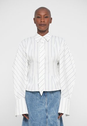 PUFF SLEEVE SHIRT WITH TIE - Košeľa - white