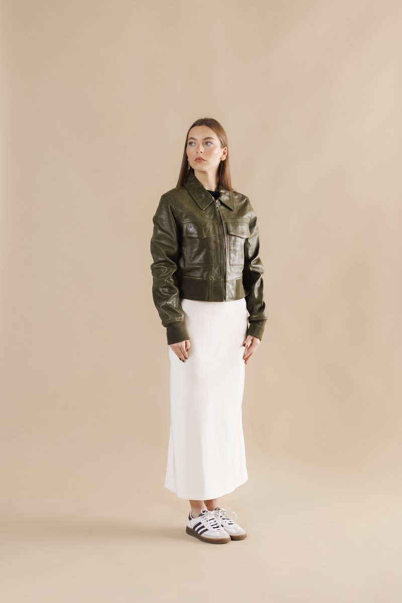 Veste En Cuir Maze Anastasia Verte - Taille XL (convient M/L) - Occasion Très Bon état