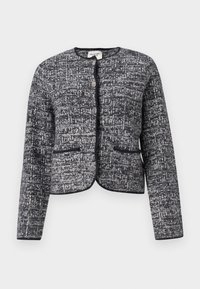 Novelty Button Tweed-Inspired Sweater Jacket - Ľahká bunda - black