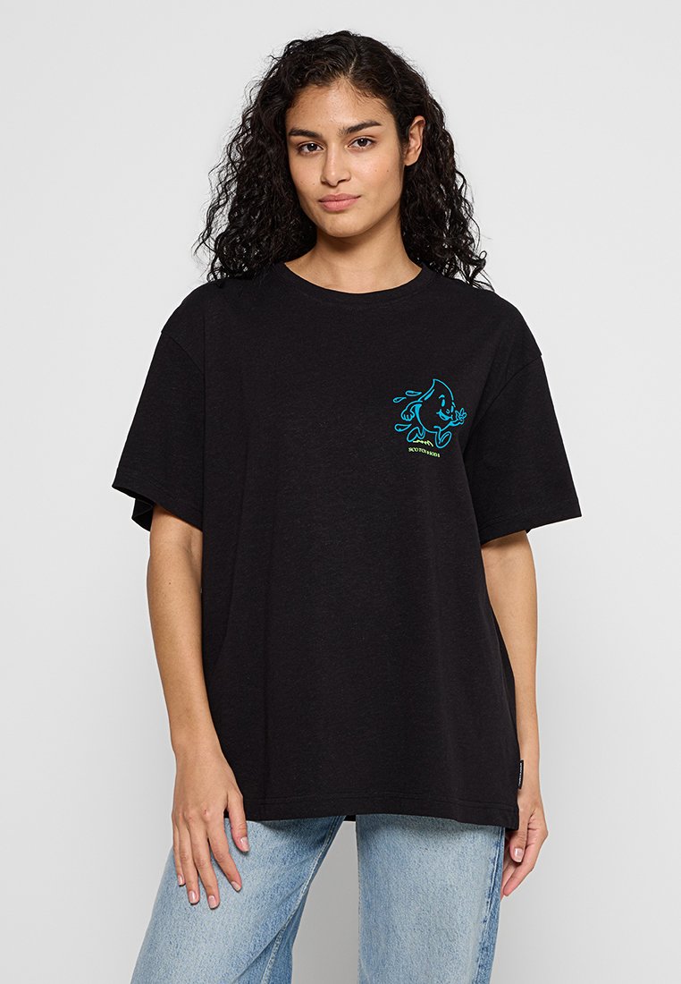 Scotch & Soda T-shirt print zwart