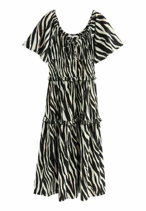 SHORT SLEEVE TIE FRONT TEXTURED - Maxikleid