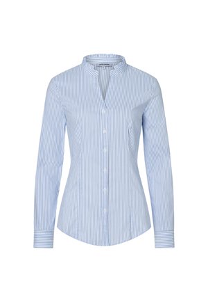 KLASSISCHE  GESTREIFT RÜSCHENKRAGEN - Hemdbluse - woven blouse stripe fresh skyblue white