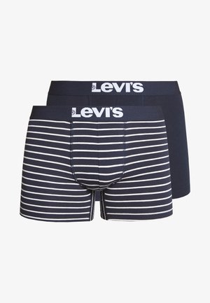 Boxer briefs da uomo Levi's; uno blu navy uniforme e uno blu navy con strisce bianche. Presenta il logo Levi's sull'elastico in vita. Materiale in morbido cotone misto.