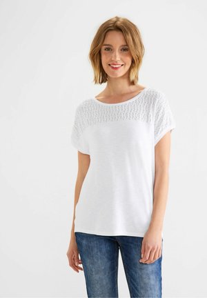 MIT DETAILS - Basic T-shirt - white