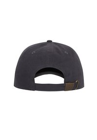 Dark gray cap with a rounded crown, a stitched logo tag, and an adjustable strap at the back. Made of durable fabric with a smooth texture.