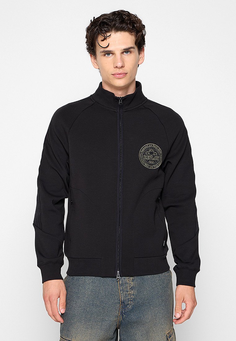 Replay Sweater met rits zwart