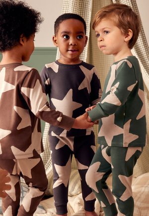 Next, SNUGGLE 3 PACK SET - Pigiama - green ecru brown stars