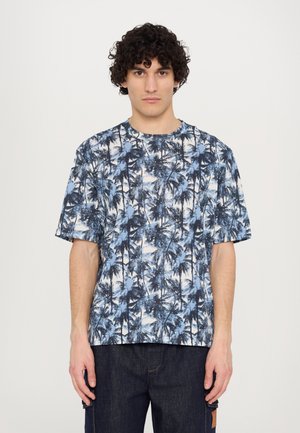Print T-shirt - off white/blue