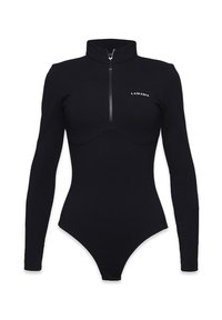 Čierny body s dlhými rukávmi, vysokým golierom, polovičným zipsom vpredu, tvarovaným švom v oblasti pŕs a logom "LAMANIA" na ľavej hrudi.