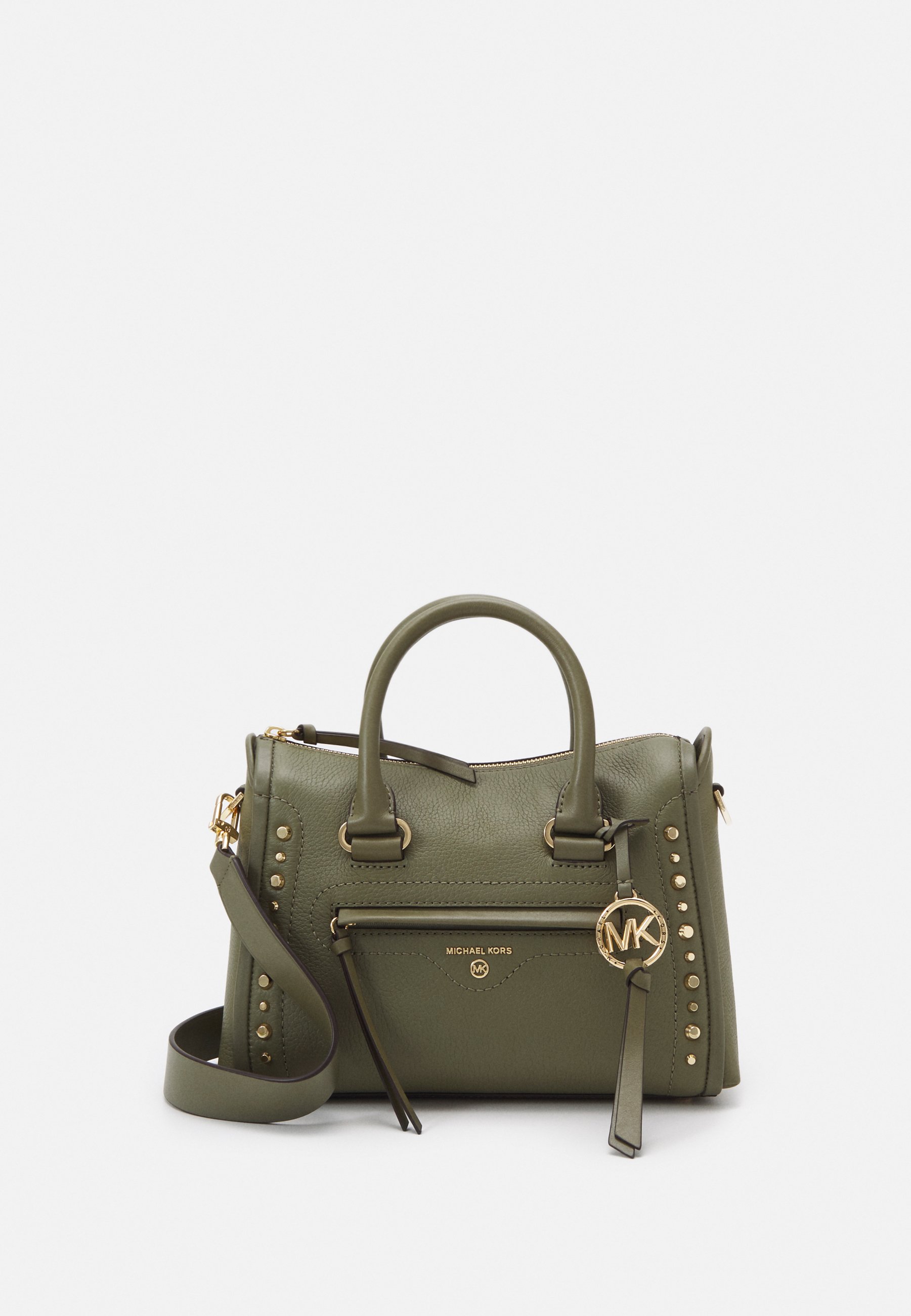 MICHAEL Michael Kors CARINE SATCHELPEBBLE Handväska army MICHAEL Michael Kors SATCHEL Handväska moss Zalando.se