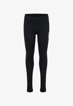 Czarne legginsy o dopasowanym kroju, wykonane z elastycznego materiału. Posiadają elastyczny pasek w talii oraz mały detal z logo po boku.