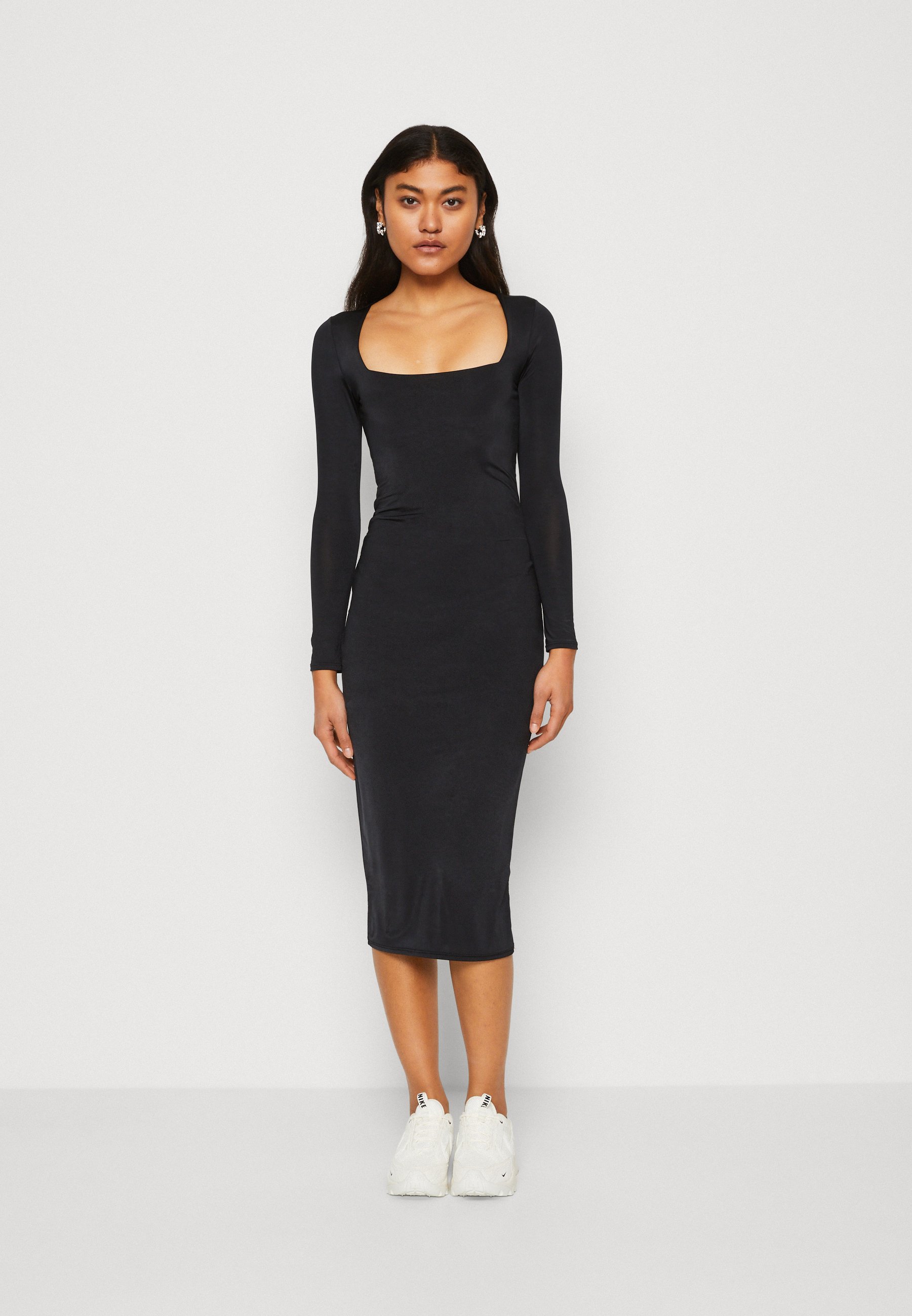 white christmas dresses Donna Karan Women's Square Neck Belted A-Line Dress - Nightfall
