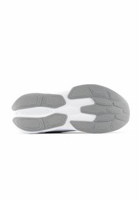 Shoe sole with a flexible white and grey rubber design. Features a textured surface with various patterns for traction and stability.
