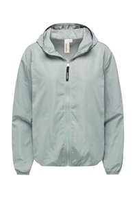 Viegls, mīksta zaļa jaka ar kapuci, pilna priekšpuses rāvējslēdzēja aizdare, elastīgi aproču un apakšmalas maliņas. Izgatavota no gluda, ūdens izturīga materiāla.