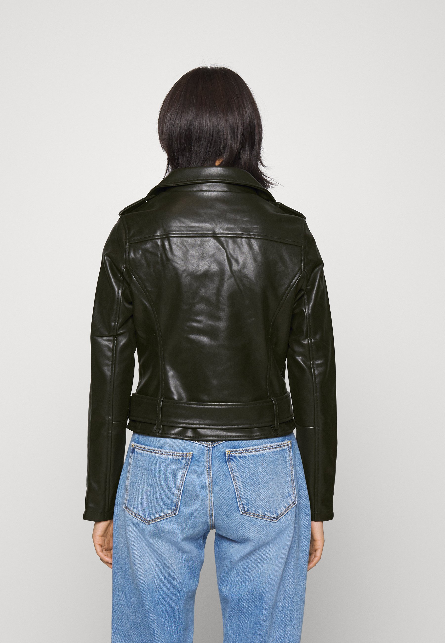 Glamorous Petite Biker Jacket Faux Leather Jacket, Women's, Size: 4, Black