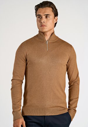 HALF ZIP - Trui - dk camel mel