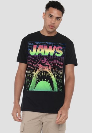 Universal Studios, JAWS NEON LINE ART POSTER - Print T-shirt - black