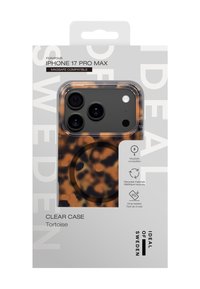 Funda transparente para iPhone 17 Pro Max con patrón de tortuga y área circular para MagSafe. Fabricada con materiales reciclados y probada contra caídas.