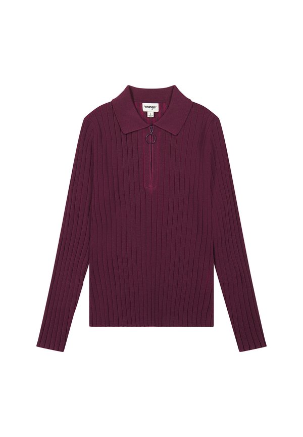 RIB KNIT POLO - Jumper - plum caspia4