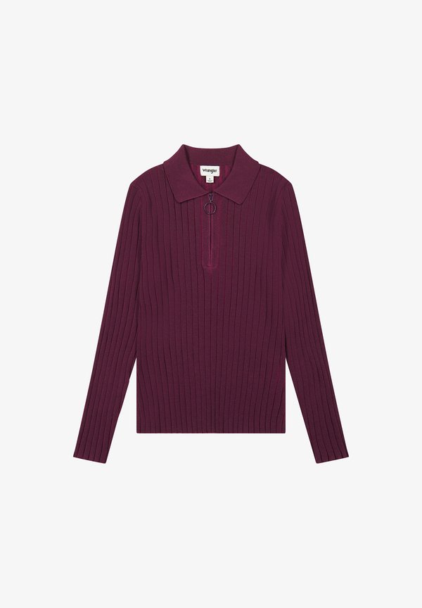 RIB KNIT POLO - Jumper - plum caspia4