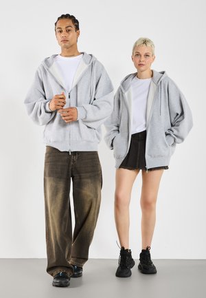 OVERSIZE BASIC ZIP HOODIE UNISEX - Zip-up sweatshirt - mottled-grey
