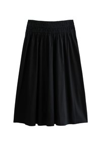 SHIRRED WAIST MIDI - Jupe trapèze - black