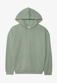 Felpa verde chiaro realizzata in morbido tessuto, con tasca frontale, cappuccio con lacci e vestibilità rilassata con polsini a costine.