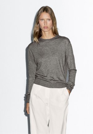 Massimo Dutti LONG SLEEVES WITH CREW NECK - Stickad tröja - grey