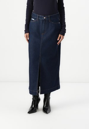 SKIRT COLUMN SHAPE - Denim skirt - dark blue