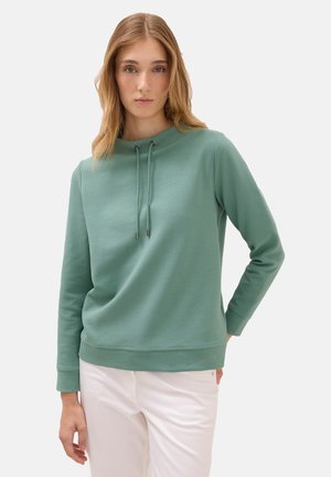 Mintgroene sweatshirt met een ronde hals, verstelbare trekkoorden en lange mouwen. Zachte textuur, slim fit en geribbelde zoom.