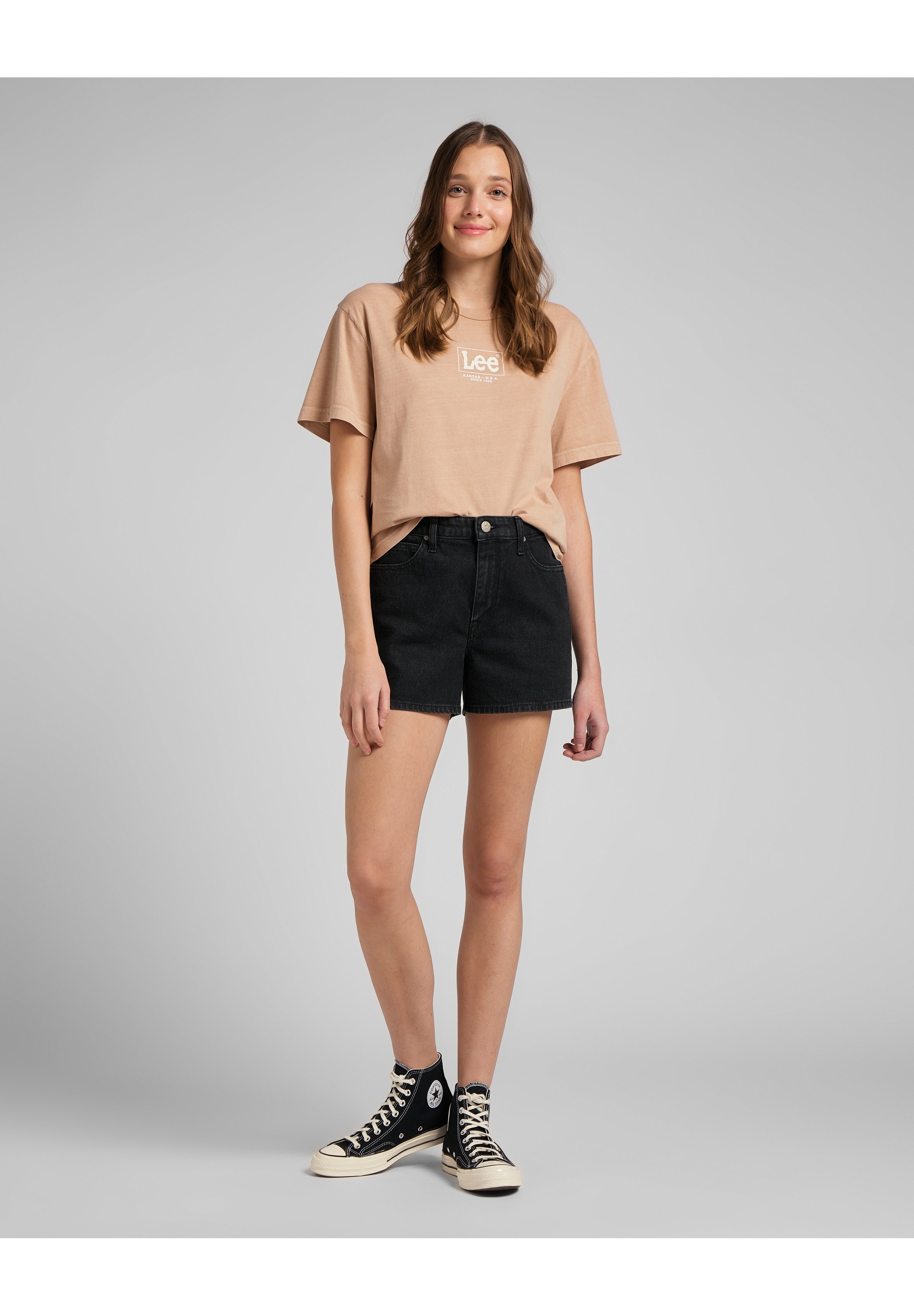 Lee CAROL - Denim shorts - dark 